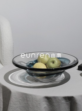 简约现代轻奢售楼处样板房间软装饰品餐桌茶几水果盘玻璃盘摆件