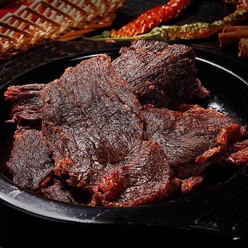 【牛小主】湖岭牛肉干温州特产手撕黄牛肉零食五香辣桶装500g足斤