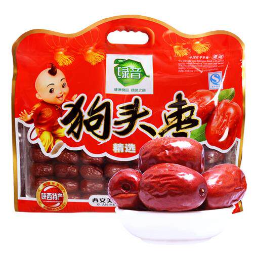 绿音1000g礼袋狗头枣 陕西特产一级红枣西安延安狗头大枣特产枣级