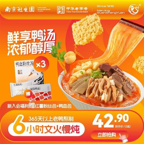 南京冠生园鸭血粉丝汤老鸭粉丝汤懒人小吃夜宵速食宵夜特色小吃