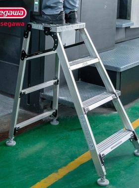 日本长谷川伸缩平台梯铝合金梯可折叠马凳梯洗车管理高承载Wds