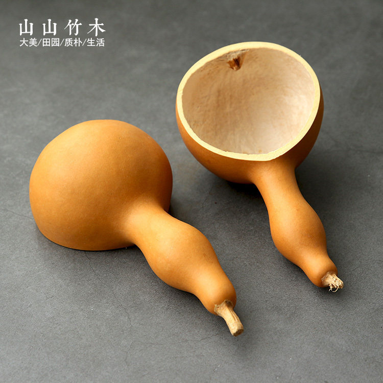 山山竹木天然葫芦水瓢水勺舀茶勺茶则茶铲 米瓢面瓢盆饭勺饭手绘