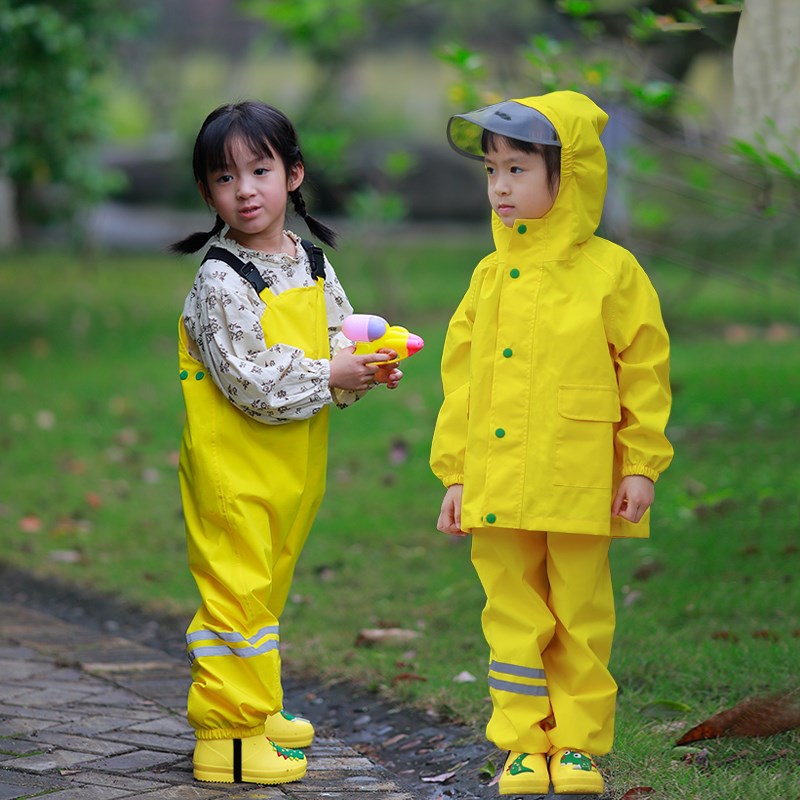 儿童雨衣背带雨裤连体安吉游戏服两用款防水全身男女童幼儿园套装图片