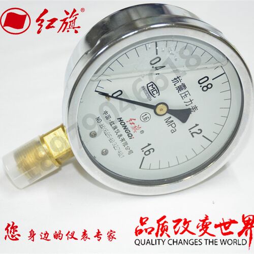 红旗耐震压力表抗震压力表YTN-100YN-100充油压力表液压压力表