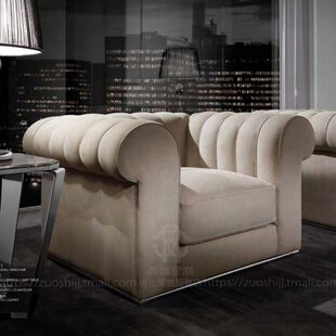 沙发 单人沙发 客厅米色时尚 款 现代简约科技布沙发 经典 2020年新款