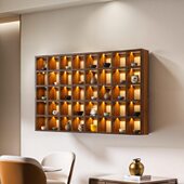 定制胡桃色格子架多宝阁茶壶茶杯陶艺带灯展示架格子铺壁挂货架展