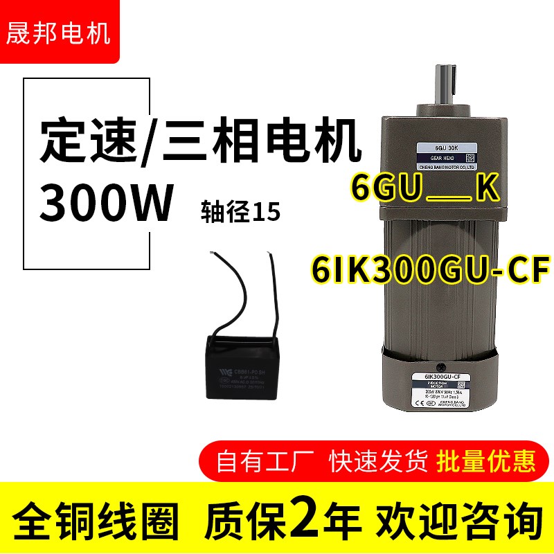 减速电机300W低速2l20V/380V转弯机6IK300GU-CF晟邦齿轮减速小电
