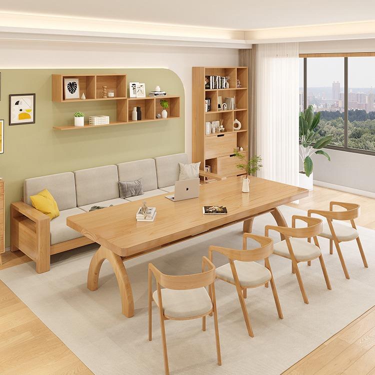 北欧实木大长书桌去客厅化沙发学习桌子书法桌现代简约办公桌原木