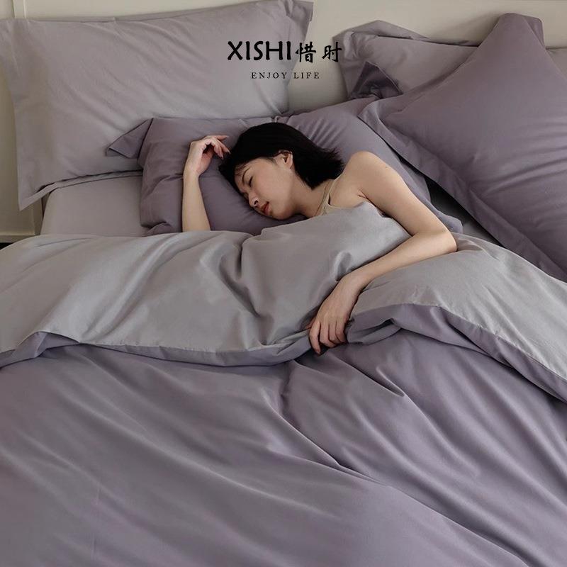 四季可用款A类100支超柔长绒棉磨毛四件套全棉贡缎纯棉床单三件套