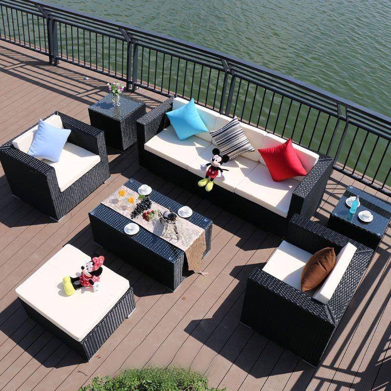 户外藤编沙发藤椅花园别墅阳台客厅藤家具防水防晒三人藤制藤沙发