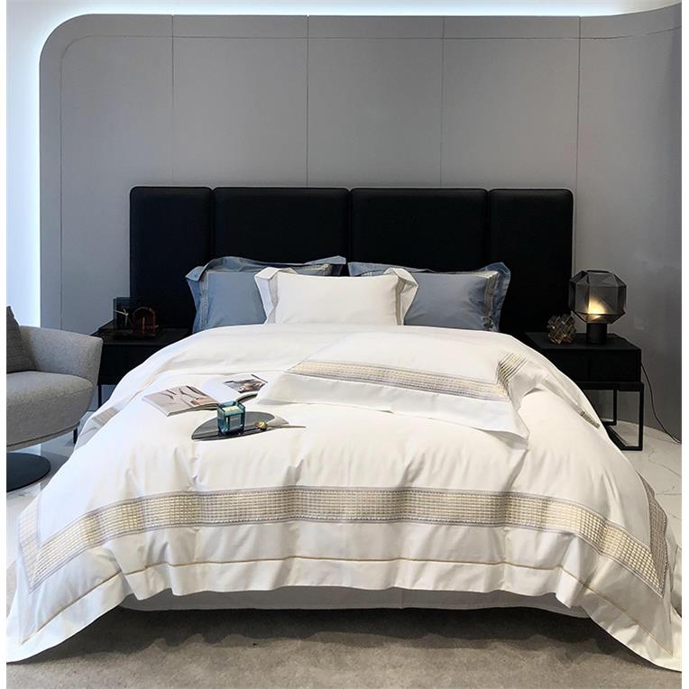 欧式罗马风A类母婴简约140支长绒棉四件套纯棉刺绣全棉床单床笠款