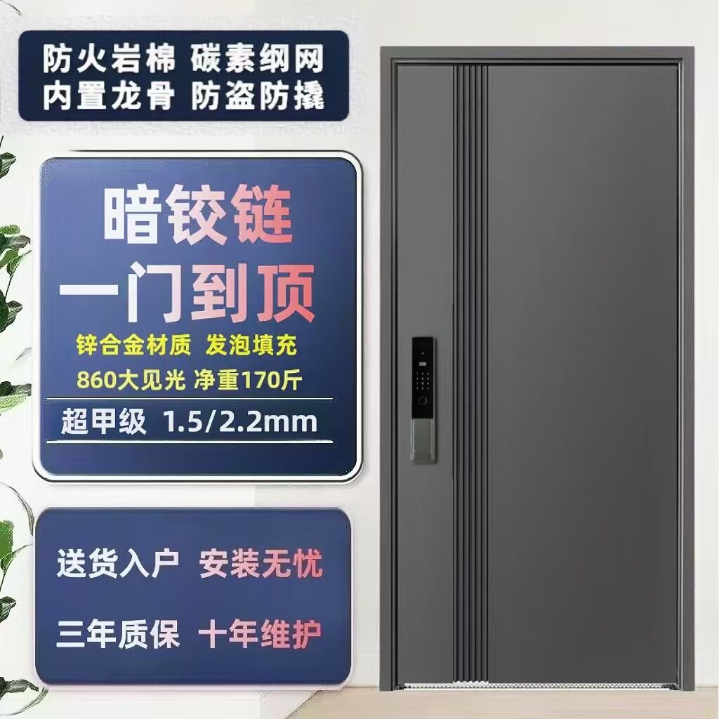 菲辰防盗门甲级入户门进户门家用大门子母门带智能锁门定制门