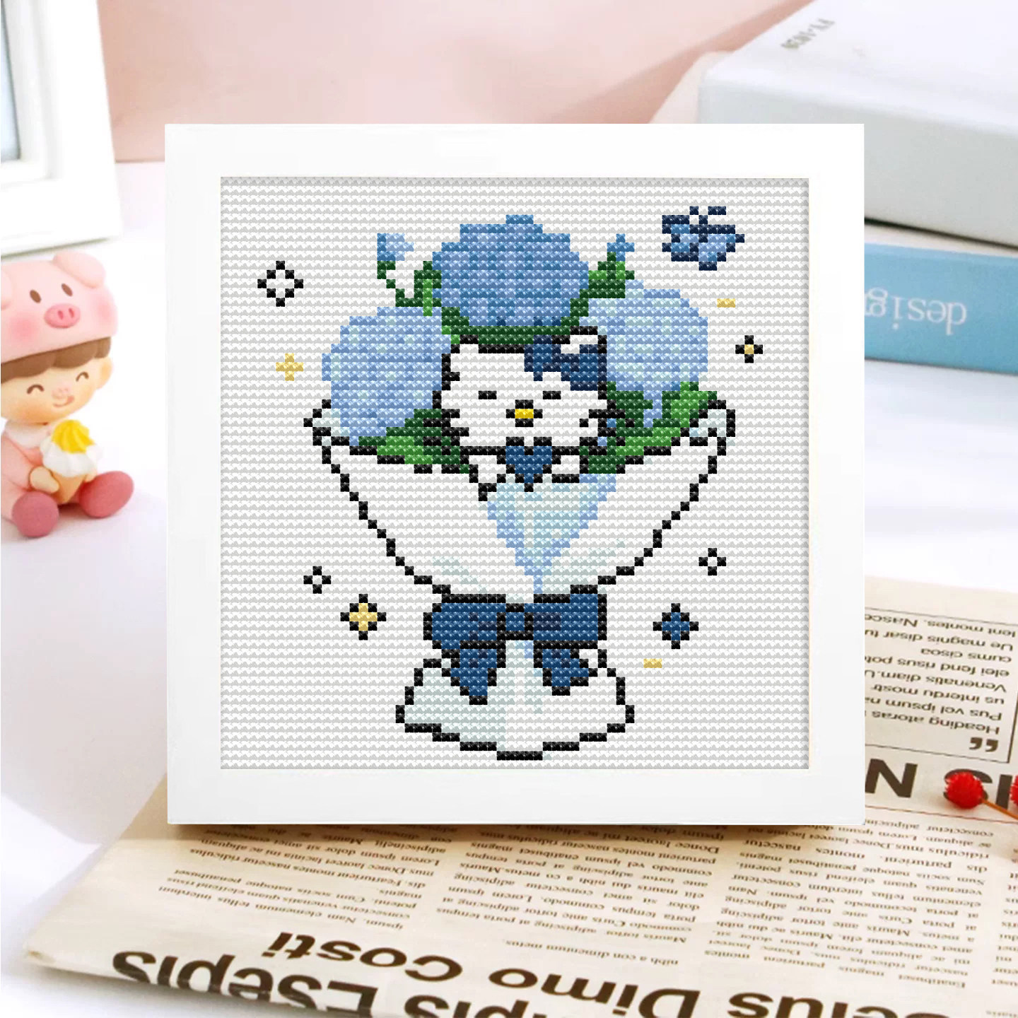 绣球凯蒂花束｜2026年十字绣新款HelloKitty卡通精准印花套件简单图片