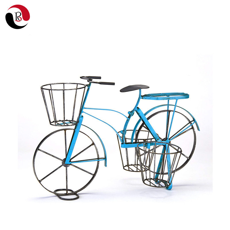 欧式铁艺自行车花架花盆架个性创意阳台花园落地花盆架单车花架