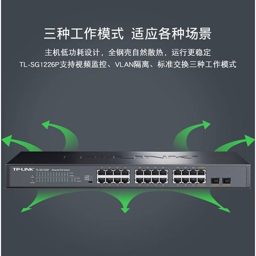 tp-link 24口全千兆poe交换机监控48V供电器24口 TL-SG1226P