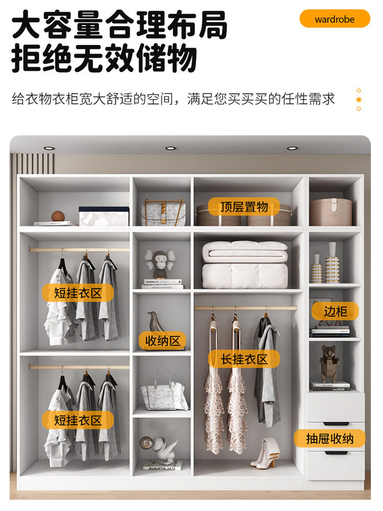 对开门收纳储物柜出租房用简易挂衣批衣柜现代简约小户型家用卧室