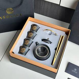VEAS范S558哲黑陶茶具套茶组提梁壶带滤网配茶盘户外旅行泡享R受