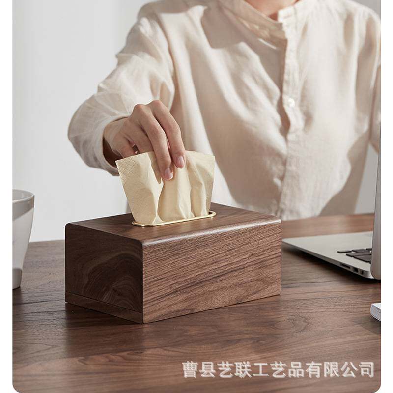 胡桃木方形纸巾收纳盒客厅卧室桌面抽纸盒餐厅餐巾纸收纳盒纸巾盒