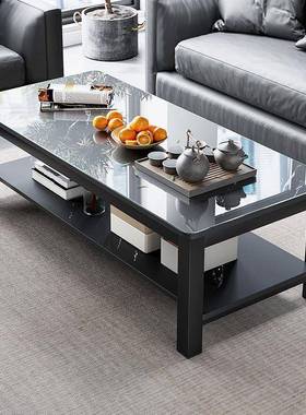 几客家用轻约奢现代办公室YEN钢厅化玻璃茶桌简茶意式小户型方形