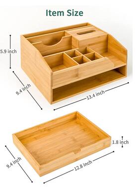 竹制公收办纳盒文具纸巾盒分sbb013桌面整理多层格物带抽屉多功能