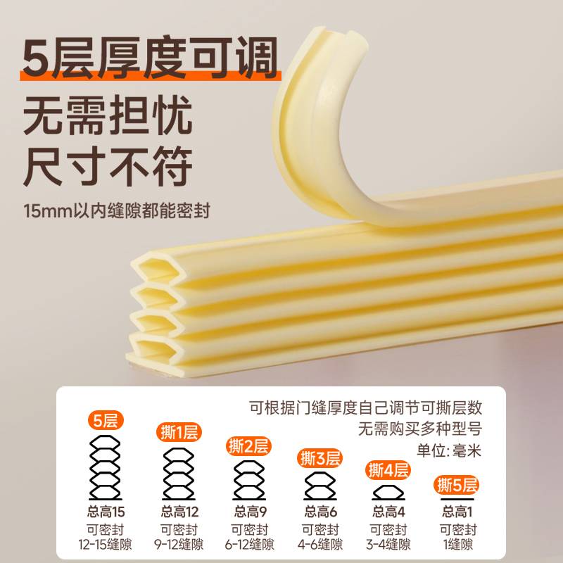 门框密封条可调节防盗门隔音胶条入户门防风大门吸音棉静音条门贴