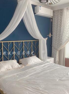 三杆上墙F758JT6S纱床幔韩主式公美式民宿客栈店客栈麻床头装饰纱
