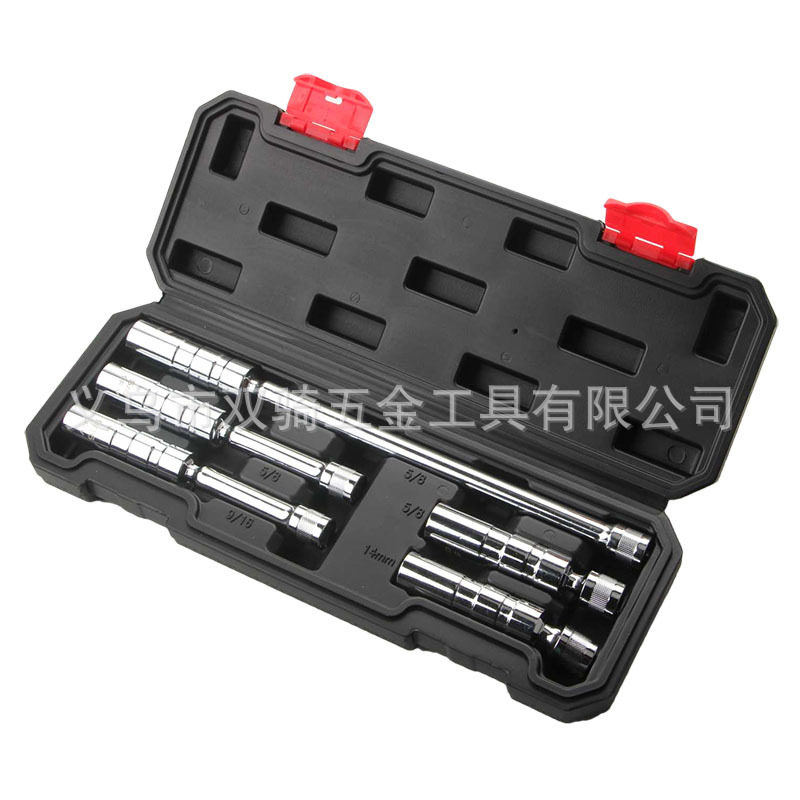 万向火花塞套筒5件套公制14MM英制5/8汽修厂9/16加长工具组合套装