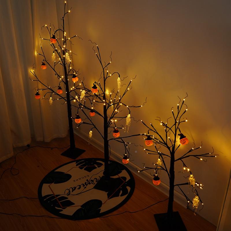 万圣d鬼节南瓜骷颅架le树灯庭院景观房间装ARR1饰仿真树节灯3v低