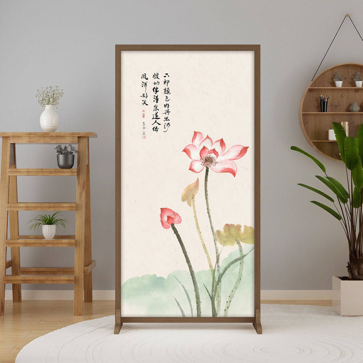 新中式屏风隔断客厅进门入户玄关家用茶室办公茶室酒店商务座屏