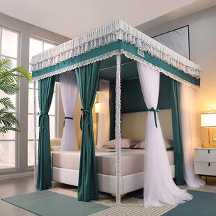 双5杆双层主BQC公床幔帐蕾丝花边2加粗不锈钢支架遮蚊光布帘蚊帐