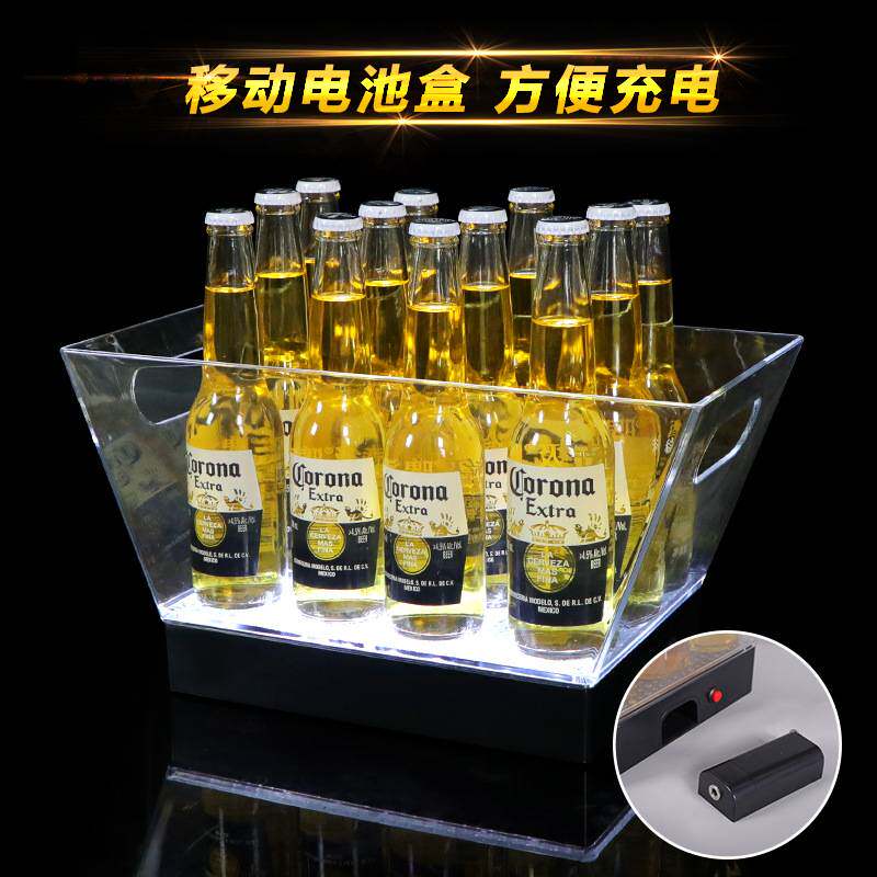 发光冰桶PC耐摔塑料LED充电鸡尾酒桶KTV啤酒桶创意船型酒吧啤酒框