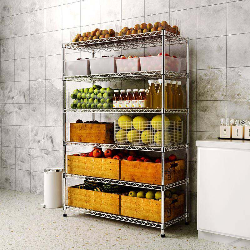 新品04架不锈钢63层厨置物架落地水果房蔬菜收纳NXV整理微波炉隔