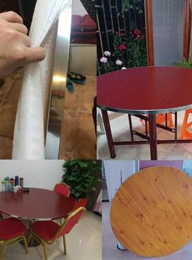 圆圆桌面台IWJ餐桌圆形酒店大木板可面园家开用孔板饭桌面饭店加