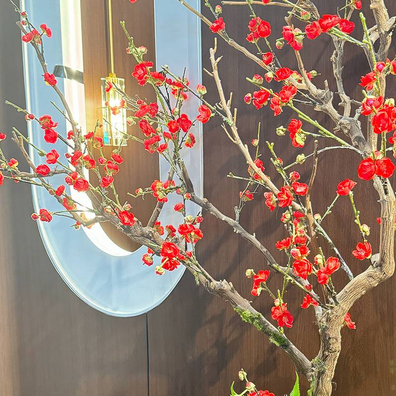仿真梅花树带花瓶落地造景室内阳台橱窗装饰入户玄关景观植物布置