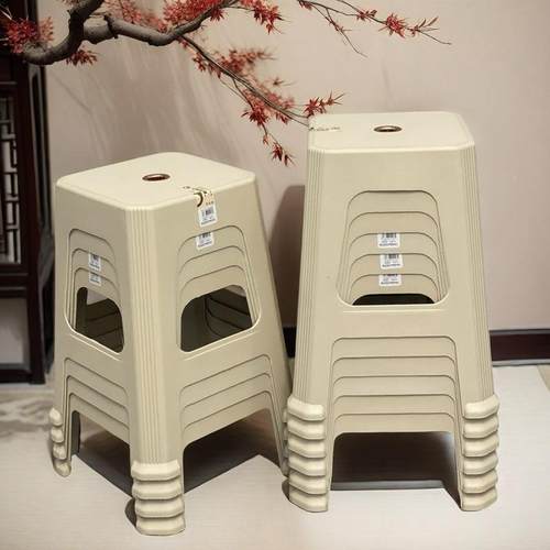 熟胶塑塑凳子餐桌IAD椅加料厚家厚用方凳现代简约料凳高凳叠放板