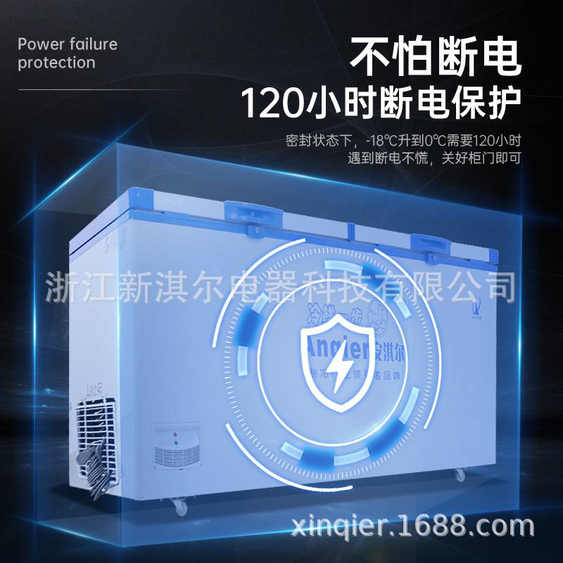 安淇尔速冻冰柜牛羊肉大容量冷冻鱼肉海鲜带滚轮顶开门冷冻冰柜