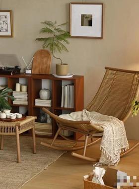 懒休人摇摇椅躺家用阳台闲摇椅客厅椅藤LUA椅户外摇庭院摇椅复古