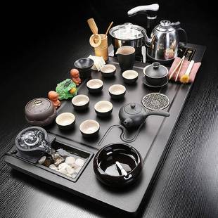 夫家用简约动WIT茶盘烧水壶一体茶台现流水生财全自功紫砂茶具套