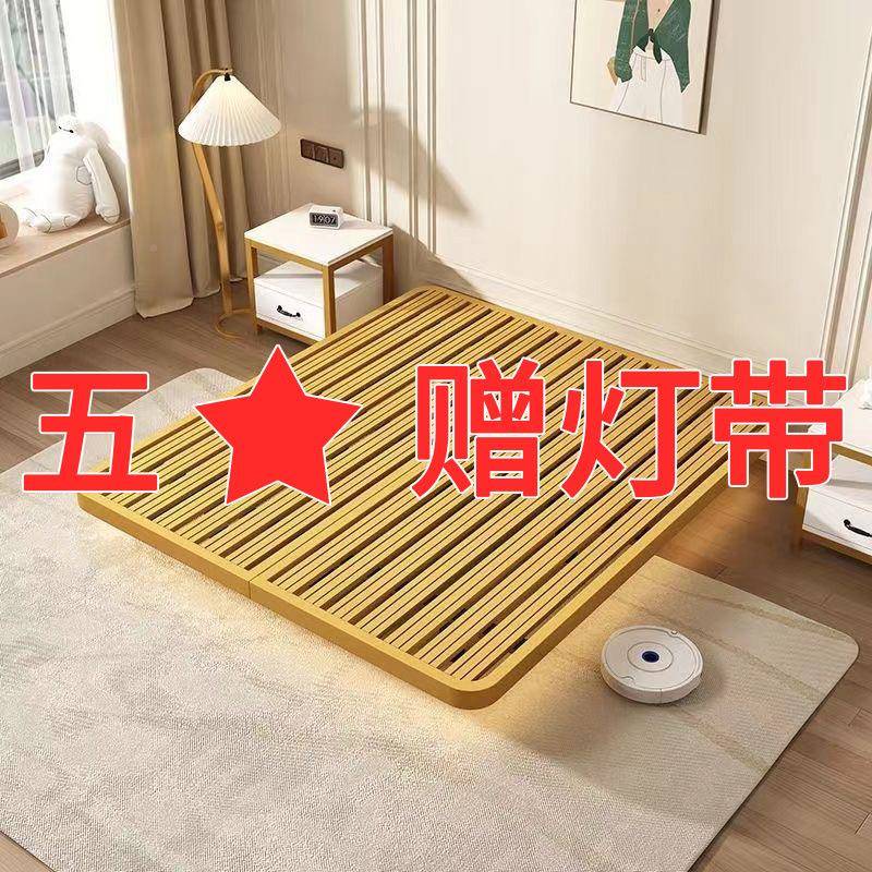 网红简1约悬床.5米1浮8米意.式轻见详情奢无床头床架双人铁床公寓