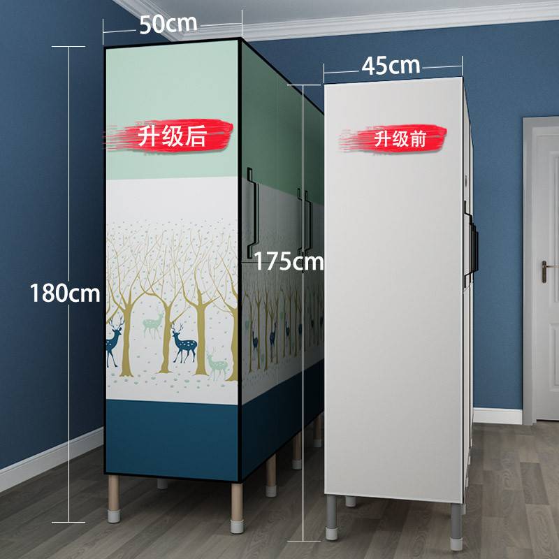 开门布衣柜简易衣柜钢管加粗加厚全钢布艺出租房卧室家用布州达贸