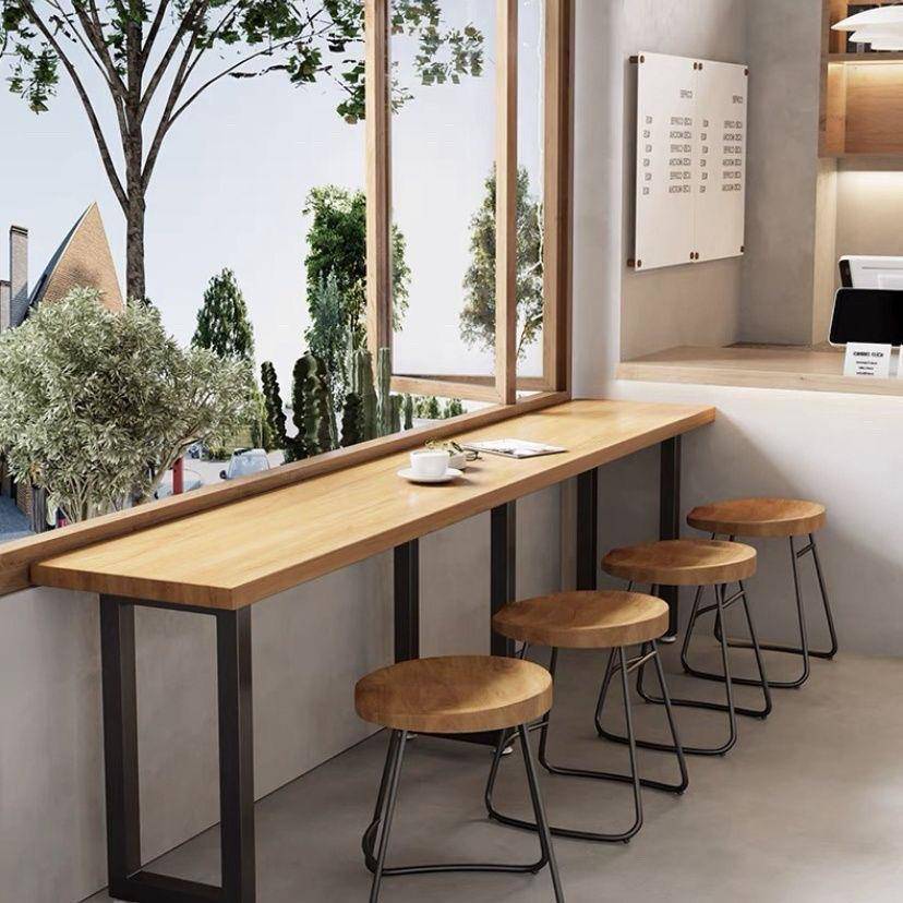 矮吧台桌业风MBK便利工窄店小吃店酒吧长条桌子靠墙餐桌椅组合靠