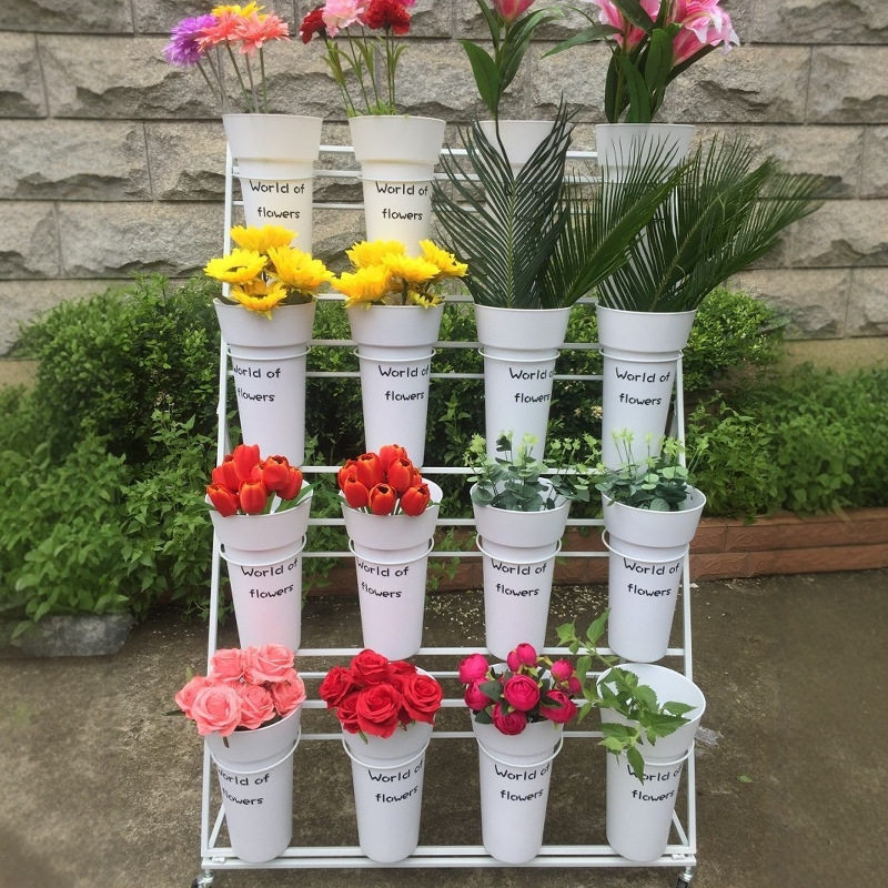 花店花架阶梯多层鲜花展示架货架圆桶架子鲜花桶架子可移动花架子