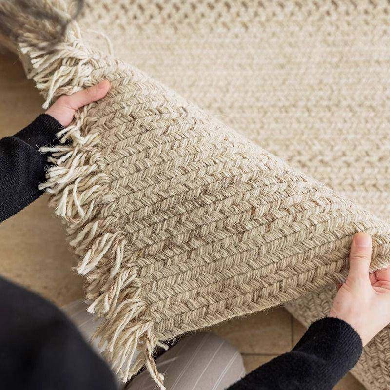 手工编织羊毛地毯日系奶油风客厅沙发简约新中式原木风流苏地毯,居家布艺,地毯,淘宝优惠券,粉丝福利购,淘宝优惠卷