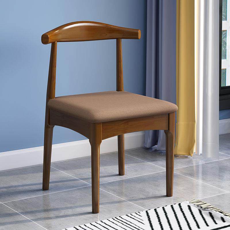 实木餐椅家用简约餐桌椅子靠背现代会议办公书桌椅休闲牛角椅货源