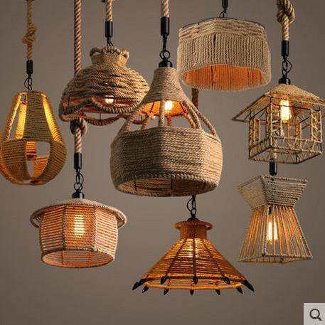 复古铁艺麻绳吊灯特色酒店工业风个性创意灯餐厅网红店铺吧台吊灯,家装灯饰光源,智能吊灯,淘宝优惠券,粉丝福利购,淘宝优惠卷