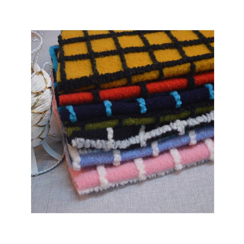 支持散剪当天发货羊毛格子呢布料居家抱枕单面羊毛布料格纹