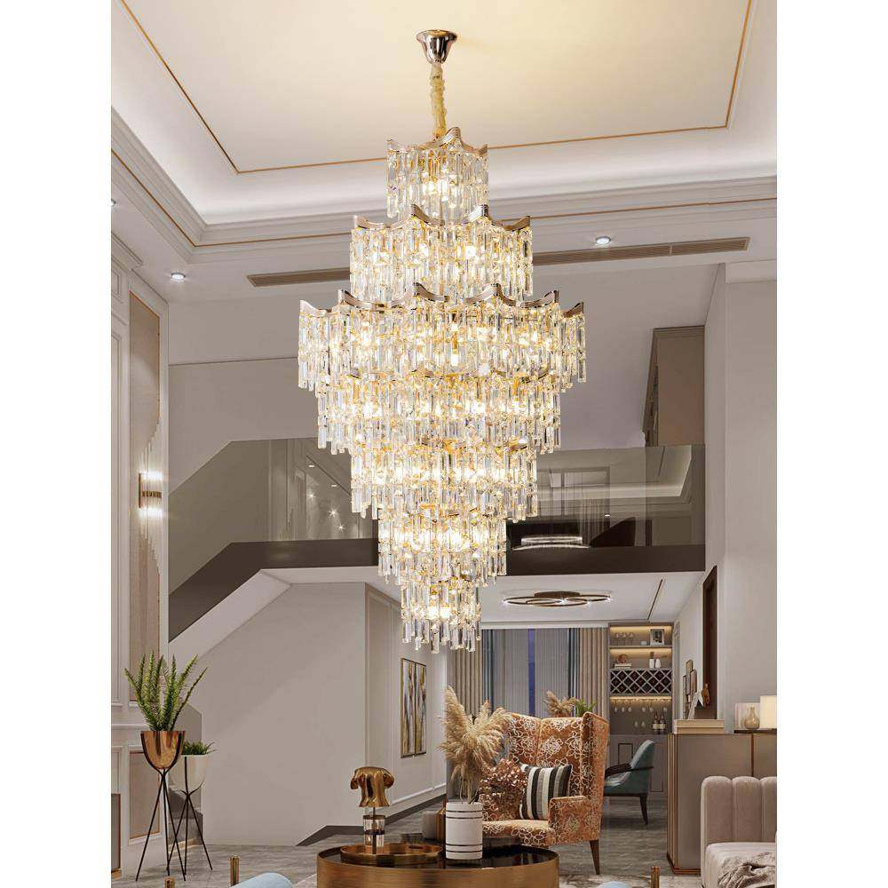 轻奢客厅灯法式跃层挑空楼中楼别墅大吊灯复式楼新款楼梯水晶灯,家装灯饰光源,智能吊灯,淘宝优惠券,粉丝福利购,淘宝优惠卷