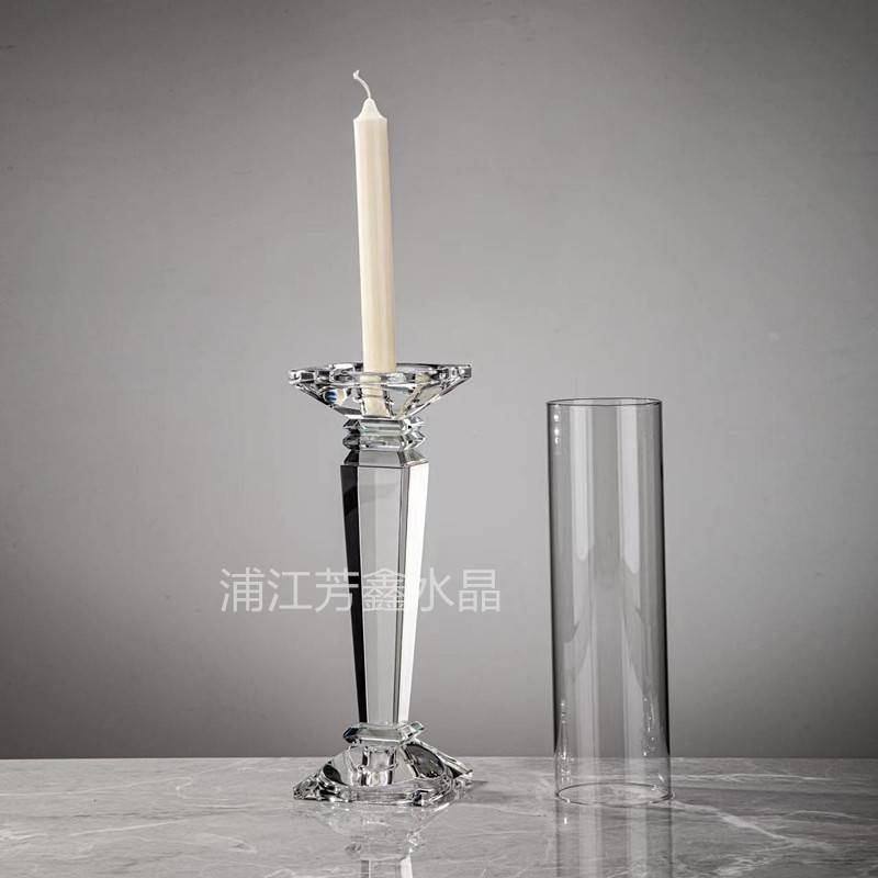 欧式水晶玻璃烛台餐桌浪漫蜡烛台摆件装饰婚庆家居客厅道具白水晶