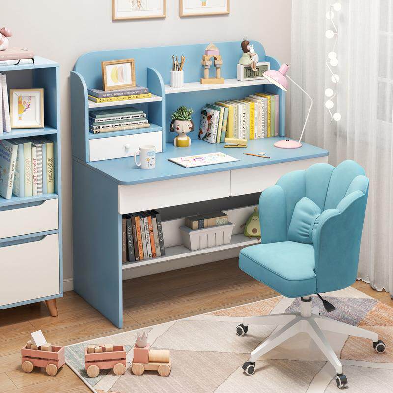 现代简约办公桌家用电脑桌子学习书桌女生卧室学生写字书架