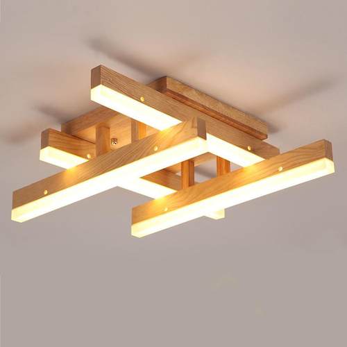 简约客厅卧室实木吸顶灯新中式艺术创意LED实木吸顶灯X8088